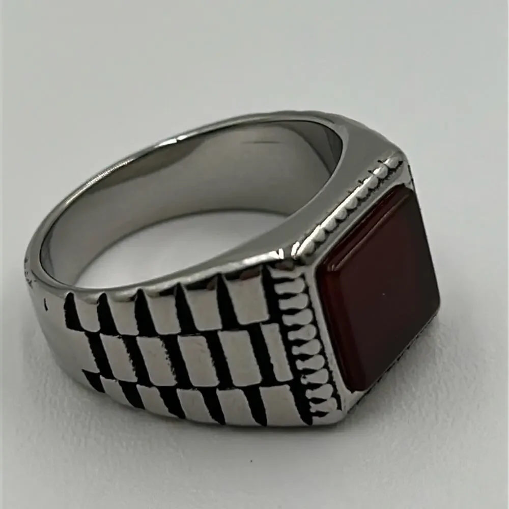 Red Onyx Natural Stone Handmade Men's Ring Size 13.5 NWT